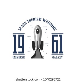 Space - a banner, planets in the universe, can be used as a patch, badge, sticker. Vector illustration.