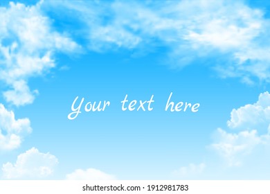 Space for banner text on a background of blue sky and white clouds. Realistic vector banner with blue sky.
