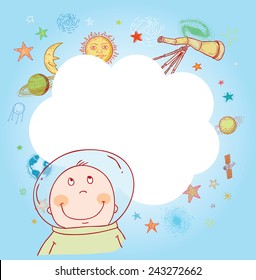 Space  Banners or Bookmarks, hand drawn vector illustration.
