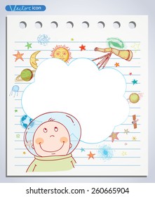 Space  Banners or Bookmarks, hand drawn vector illustration.