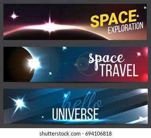 Space banners set. Vector illustration. Space background