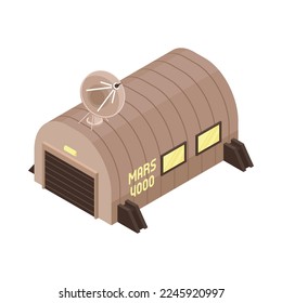 Space base building with satellite antenna mars colonization 3d isometric icon vector illustration