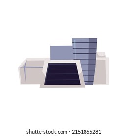 Space base with futuristic buildings, flat vector illustration isolated on white background. Station for exploring extraterrestrial life. Modern city or town.