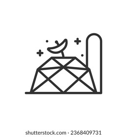 Space Base, linear icon. Space Settlement. Expeditionary building to colonization the planet. Line with editable stroke