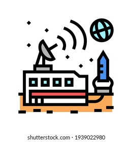 space base sending signal on earth color icon vector. space base sending signal on earth sign. isolated symbol illustration
