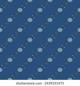 Space Based Nukes with Earth and Satellite vector concept colored seamless pattern