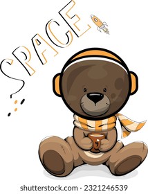 Space Bear Print Casual T-Shirt Design, Shirt print design, Space shirts