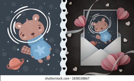 Space beaver idea for greeting card