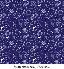 Space blue seamless pattern