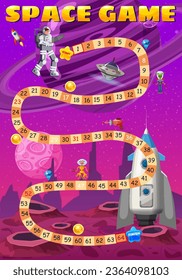 Space Boardgame astronaut, spaceship, rocket, UFO, step boardgame path