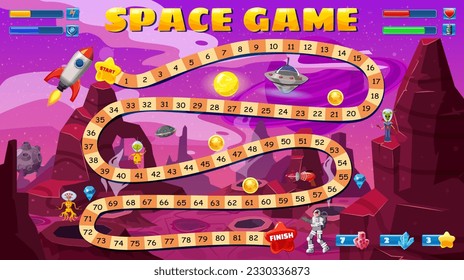 Space Boardgame Spaceship, Rakete, UFO, Step-Brettspiel