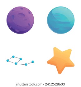 Space body icons set cartoon vector. Celestial body star and planet. Astronomy science