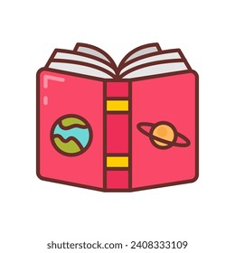 Icono del Libro Espacial en vector. Ilustración