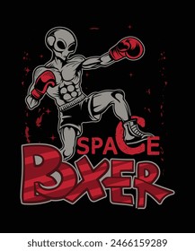 
Space boxer alien t-shirt design.