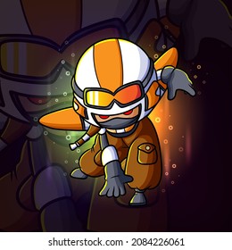 The space boy character esport mascot design of illustration