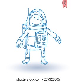  Space boy, hand drawn vector illustration.