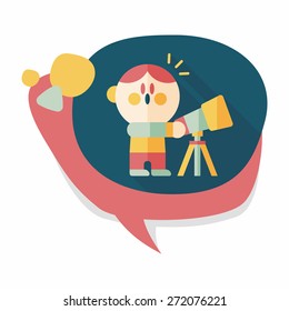 Space boy and telescope flat icon with long shadow,eps10