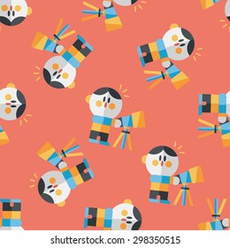 Space boy and telescope flat icon,eps10 seamless pattern background