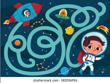 Space Boy (Vector illustration of maze game)