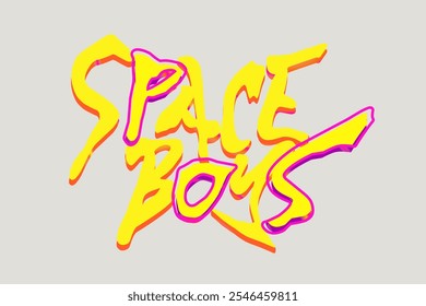 space boys graffiti style slogan hand drawn graphic vector illustration