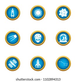 Space business icons set. Flat set of 9 space business vector icons for web isolated on white background