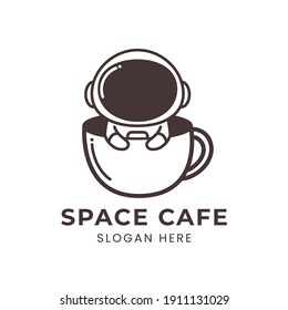 space cafe logo with cute astronaut