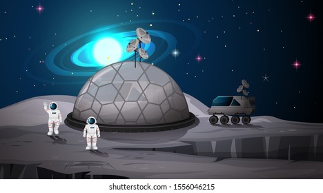 Space Camp On Planet Scene Illustration