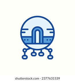 icono azul de la cápsula del espacio, icono aislado en fondo claro, perfecto para sitio web, blog, logotipo, diseño gráfico, medios sociales, interfaz de usuario, aplicación móvil