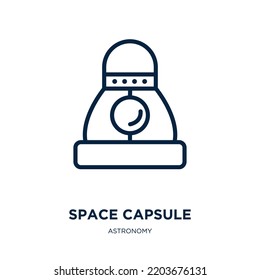 space capsule icon from astronomy collection. Thin linear space capsule, space, science outline icon isolated on white background. Line vector space capsule sign, symbol for web and mobile