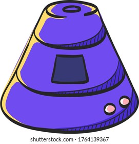 Space capsule icon in color drawing. Astronaut, space craft 