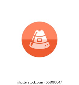 Space capsule icon in flat color circle style. Astronaut, space craft 