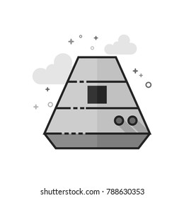 Space capsule icon in flat outlined grayscale style. Vector illustration.