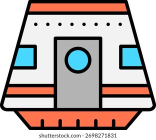 Icono de la cápsula del espacio aislado en el fondo blanco