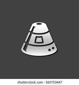 Space capsule icon in metallic grey color style. Astronaut space craft