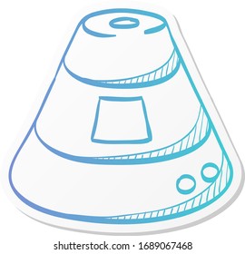 Space capsule icon in sticker color style. Astronaut, space craft