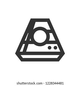 Space capsule icon in thick outline style. Black and white monochrome vector illustration.
