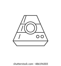 Space capsule icon in thin outline style. Astronaut, space craft 