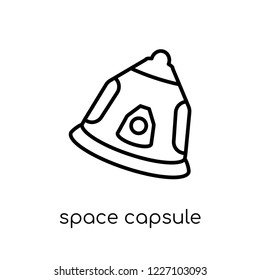 space capsule icon. Trendy modern flat linear vector space capsule icon on white background from thin line Astronomy collection, outline vector illustration