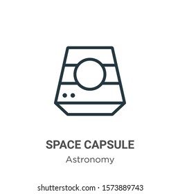 Space capsule outline vector icon. Thin line black space capsule icon, flat vector simple element illustration from editable astronomy concept isolated on white background