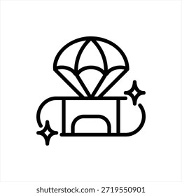 Cápsula de espacio simple ilustración de contorno relleno negro