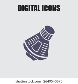 Space capsule vector icon depicts cosmic exploration and space travel with a distinctive spacecraft design, showcasing a symbol of adventure.