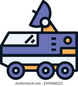 Space Car Color Line Icon - Single Icon, Vector
