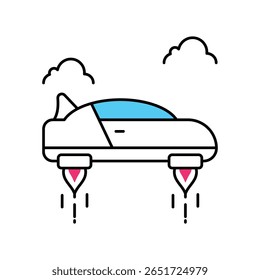 Space Car Vector Filled outline illustration style icon. EPS 10 file
