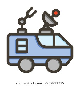 Icono De Colores Llenos De La Línea Espesa Del Vector De Coche Espacial Para Uso Personal Y Comercial.
