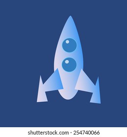 Space cartoon rocket icon on a neutral background
