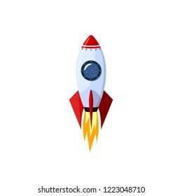 Space cartoon rocket isolated vector illustration 