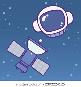Space Cartoon Vector Art Icon. Cute Cartoon with space theme for kids