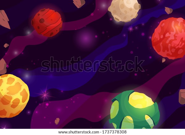 Space Cartoon Vector Illustration Different Planets Stock Vector ...