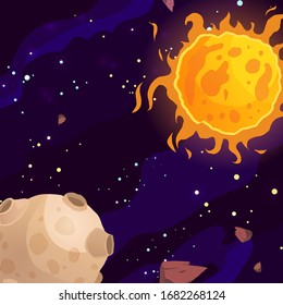 Space cartoon vector illustration. Galaxy, cosmos, universe element for computer game, book for kids. 