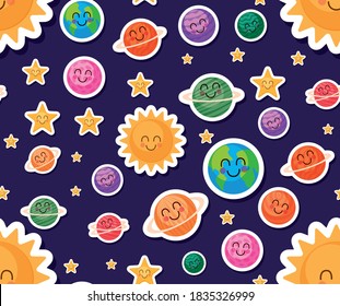 Space cartoons background of futuristic and cosmos theme Vector illustration